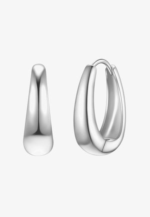 Boucles d'oreilles en argent avec une finition lisse et polie, en forme de goutte d'eau. Le design inclut une fermeture à charnière sécurisée.