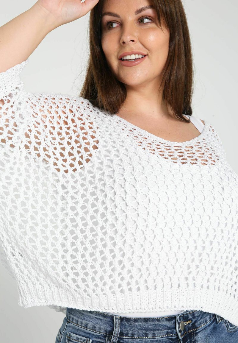 Damen Strickjacken | Paprika Strickpullover white/weiß - NR28236 Damen Strickjacken | Paprika Strickpullover white/weiß - NR28236