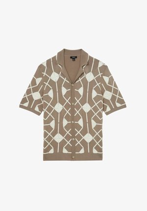 Reiss REGULAR FIT - TERRAZZO GEOMETRIC EMBROIDERY - Košile - taupe brown