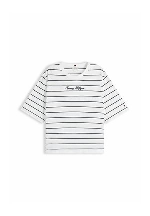 Tommy Hilfiger, TOMMY HILFIGER LOGO EMBROIDERY RELAXED CREW NECK T-SHIRT - T-shirt print - fine stp ecru   dark night