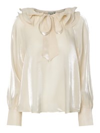 YASELOISE SHUNY RUFFLE - Pluus - pearled ivory