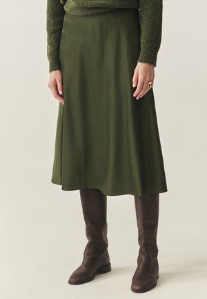 SATINI - A-lõikeline seelik - green