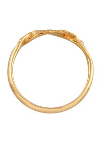 Kuldne sõrmus tekstuurse, orgaanilise disainiga. Omab pehmet, ümarat riba, mis üleminekul muudab kuju skulpturaalseks pinnaks.