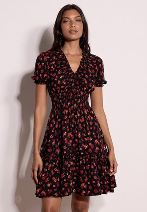Apricot, FLORAL PRINT SMOCKED MINI DRESS - Day dress - black
