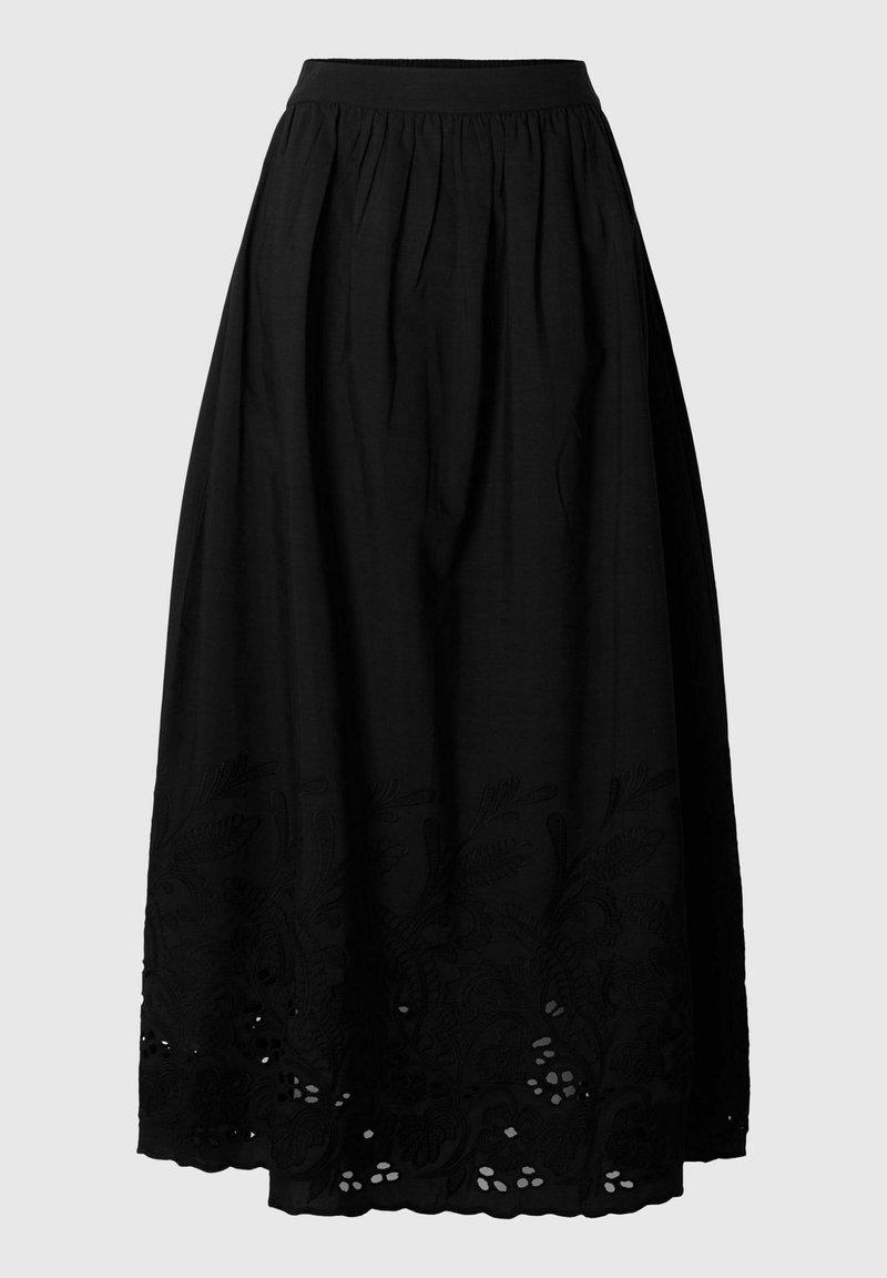 Jupe Noire Brodée Desigual - Taille XS, évasée En Coton Mélangé, Occasion Excellent état