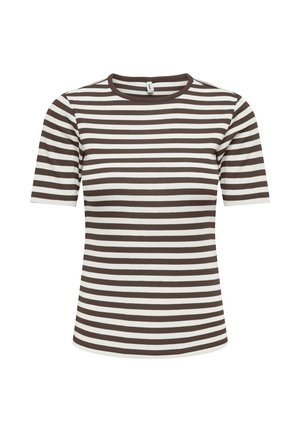 ONLY, ONLELLI S/S RIB TOP JRS - T-Shirt print - chocolate martini