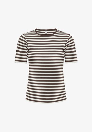 ONLY, ONLELLI S/S RIB TOP JRS - T-Shirt print - chocolate martini