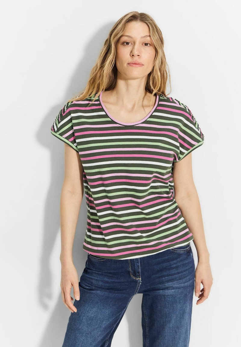 Cecil GESTREIFTES - T-Shirt print - grün