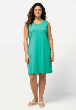 LETTUCE EDGE V-NECK  - Gebreide jurk - turquoise green