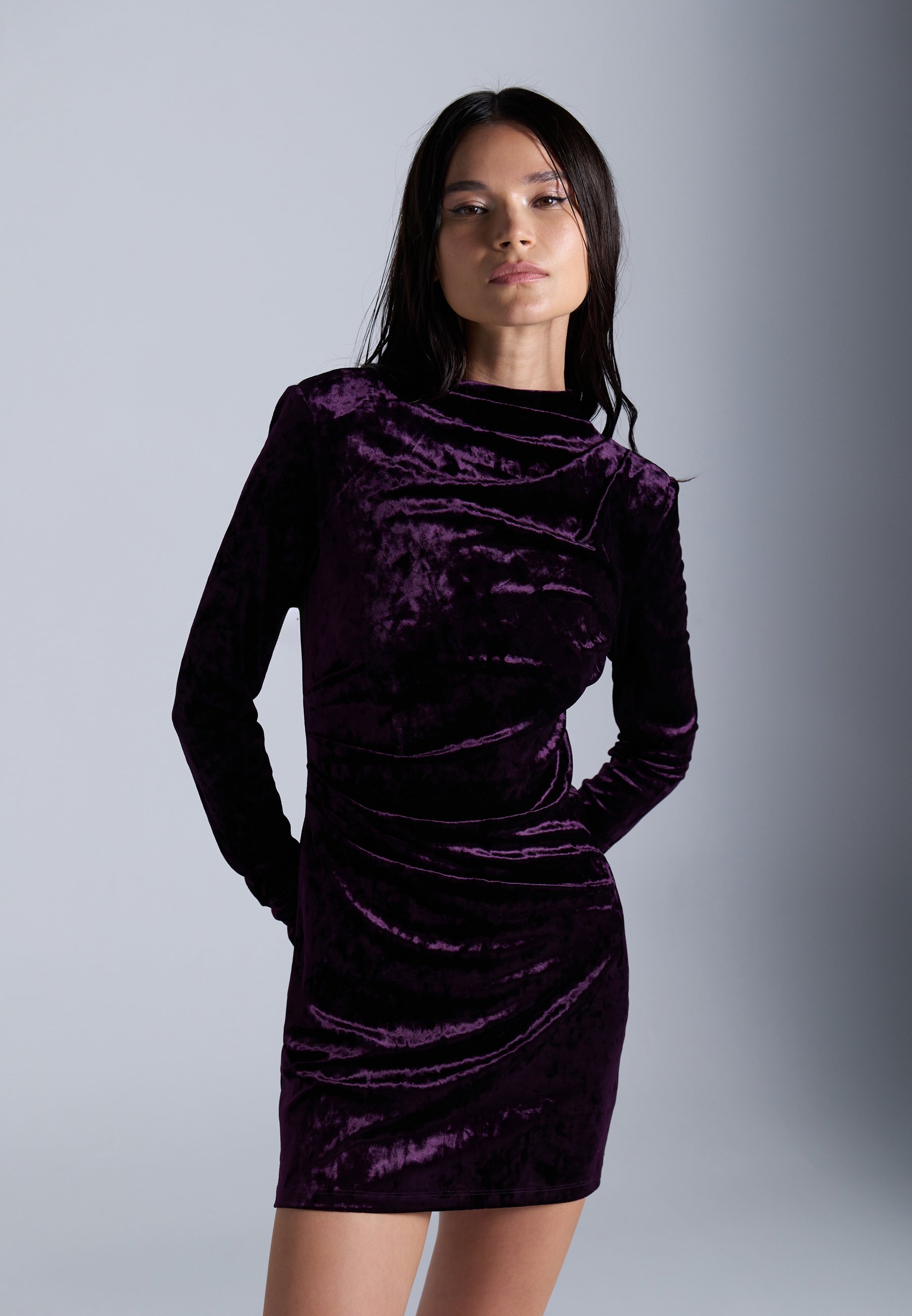 strapless open back dress Cute Purple High Low Prom Dress, Purple Homecoming Dresses US 4 / Purple main image 0