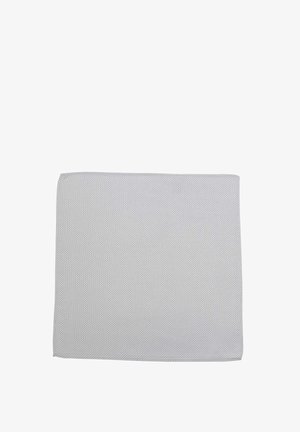 Rectangular placemat featuring a textured grey fabric with a geometric pattern, edged with a simple stitch for durability.