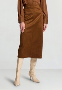 Calliope TINTA UNITA - A-line skirt - tabacco
