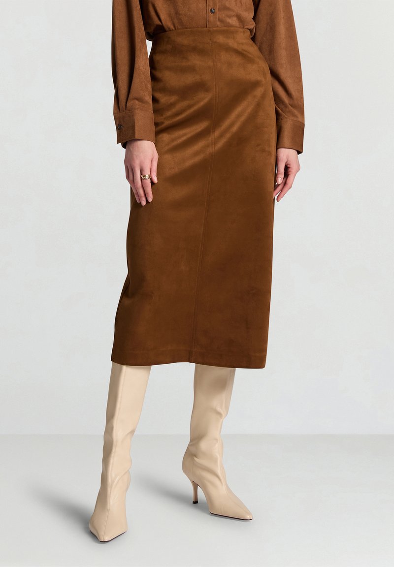 Calliope TINTA UNITA - A-line skirt - tabacco