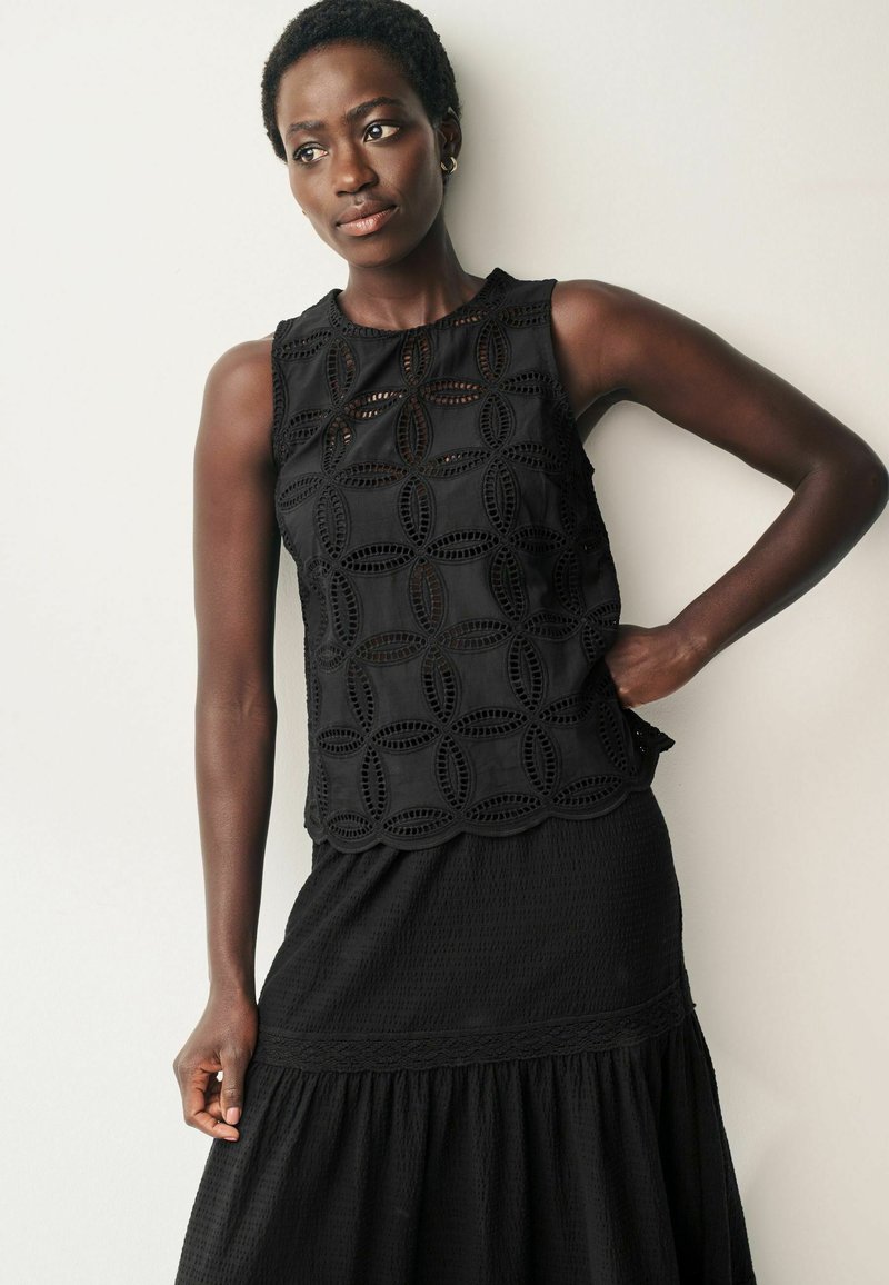 Next SLEEVELESS BRODERIE REGULAR FIT - Pluus - black