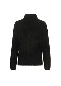 Maglione a collo alto nero realizzato in un materiale a maglia testurizzata. Caratterizzato da maniche lunghe e una vestibilità ampia, offre un aspetto accogliente e casual.