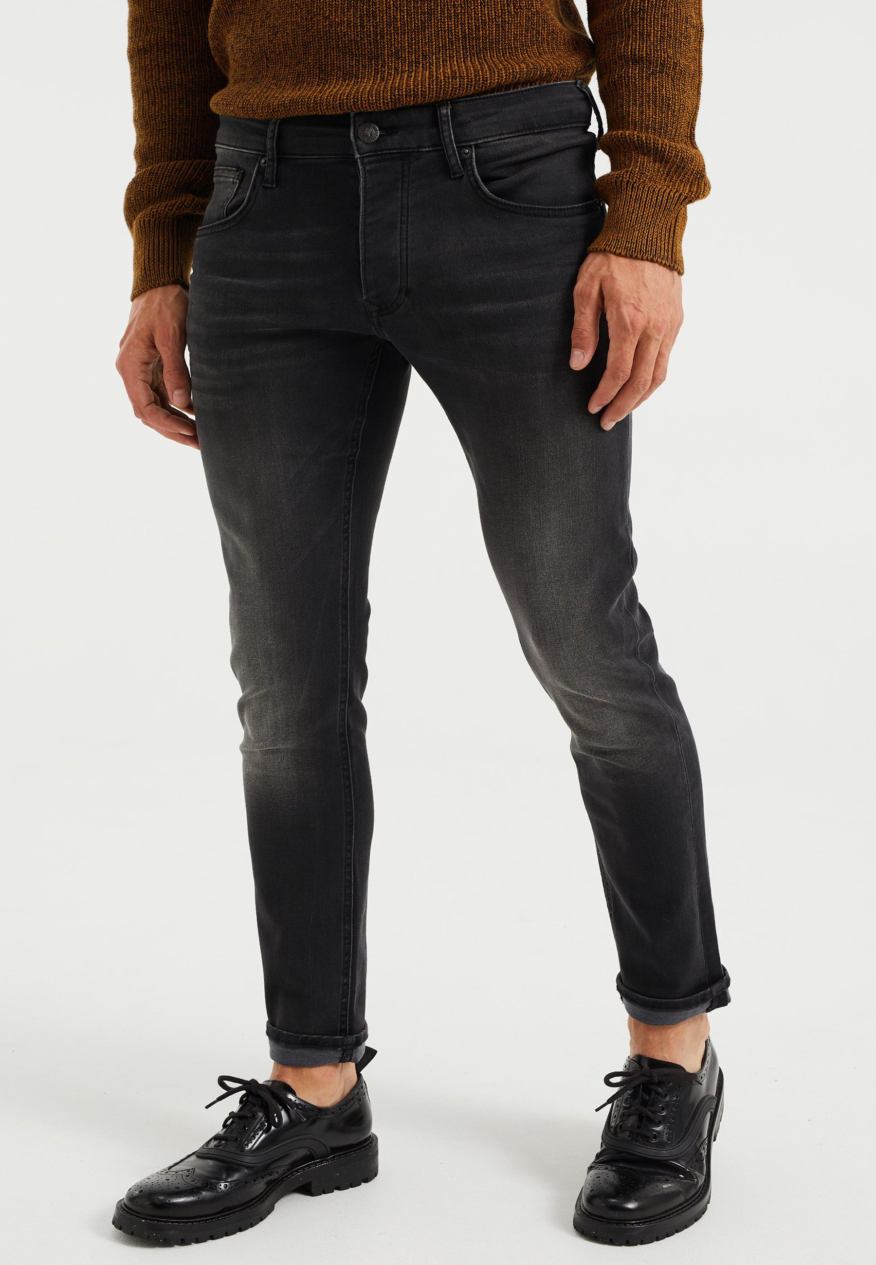 Spijkerbroek jeans broek jeans heren casual skinny slim fit winter trendy  herfst zwarte - chiquestijl.com