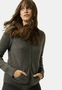Just Cashmere FULL ZIP WITH HOOD - Cardigan - mottled anthracite