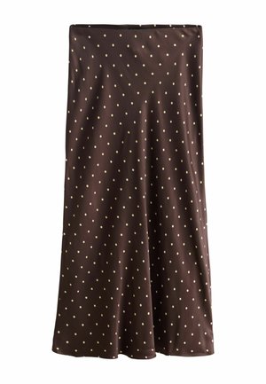 REGULAR FIT- PRINT MIDI - A-snit nederdel - chocolate brown cream polka dot