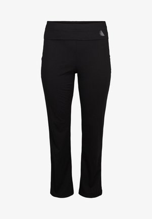 Sorte sportsbukser lavet af strækbart materiale, med en bred talje og en lille logo-detalje på hoften. Beskåret længde design.