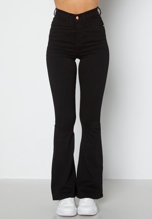 Bubbleroom HIGH WAIST FLARED SUPERSTRETCH JEANS - Flared jeans - black