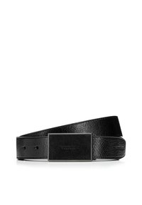 Cintura in pelle nera con una texture liscia, dotata di una fibbia rettangolare in tonalità argento incisa con "WITTCHEN". Design classico.