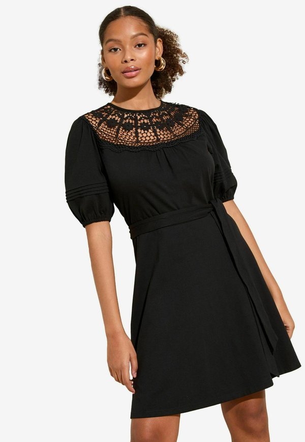 REGULAR FIT - NECK INSERT PUFF SLEEVE  - Jerseykleid