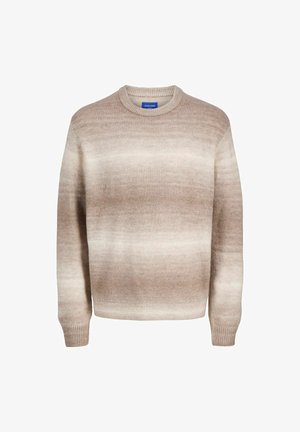 Beige a krémový ombre pletený svetr s dlouhými rukávy a žebrovanými manžetami a lemem, kulatým výstřihem, štítek Jack & Jones uvnitř límce.