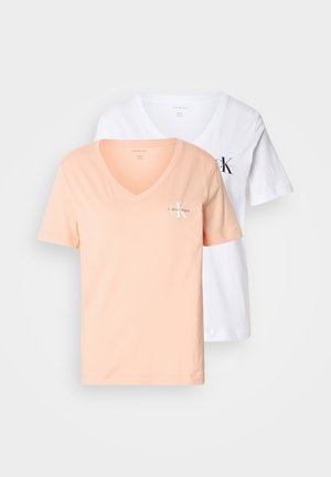 LOGO 2 PACK TEE - T-shirt basic - peach / white