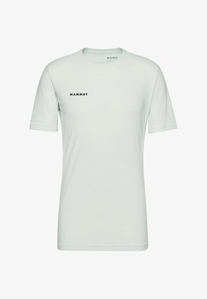 Light blue short-sleeve t-shirt made of cotton with a crew neck, featuring the black logo "MAMMUT" on the left chest. Smooth texture.