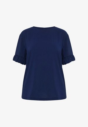 Ulla Popken, MIXED MATERIAL RUFFLE CUFF TEE - Blusa - universe