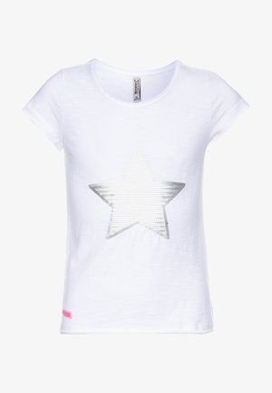 GIRLS PAILLETTEN STERN - T-shirt imprimé - schneeweiß