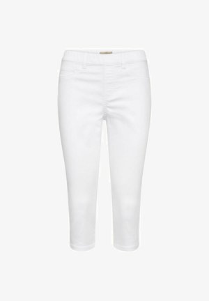 Vita cropped jeans i bomullsblandning, med dragkedja framtill, femfickorsdesign och en slät, ren finish.