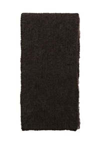 Foglio di feltro rettangolare marrone scuro con una texture ruvida, visto dall'alto su uno sfondo bianco.
