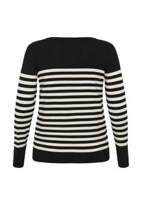 Kaffe Curve LIZZY STRIPE - Vesta na kopčanje - black/turtledove half stripe