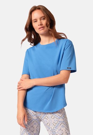 MIT KURZEN ÄRMELN, RUNDHALSAUSSCHNI - Nachthemd - blau