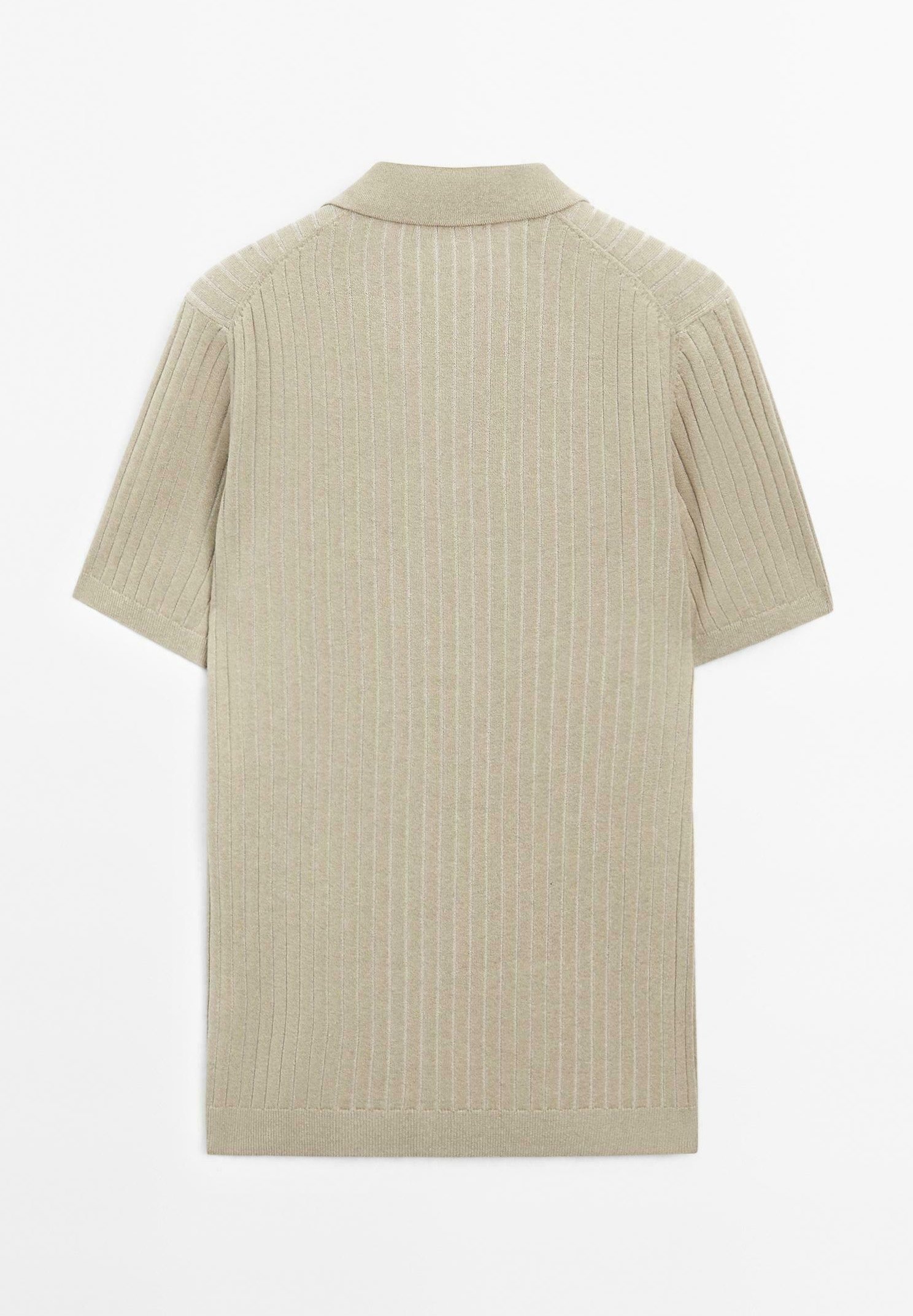 Massimo Dutti RIBBED SHORT SLEEVE - Polo shirt - beige