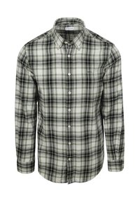 Groene en witte geruite shirt met een button-down kraag, lange mouwen en een klein logo op de linkerborst. Gemaakt van zachte stof.