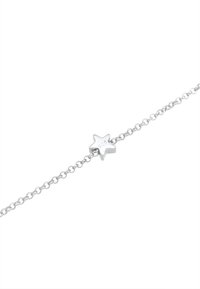 Silberne Kettenarmband mit einem Sternanhänger mit polierter Oberfläche, graviert mit "925" für die Echtheit von Sterling Silber.
