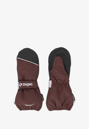 ZIGZAG vandtætte vanter i maroon med sorte detaljer. Har elastiske manchetter og en rem for en sikker pasform. Glat, isoleret stof.