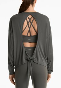 OYSHO - SOFT TOUCH OPEN BACK WITH TIE - Top s dlhým rukávom - mottled dark grey Miniatúrny obrázok 1
