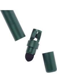 Grønn marker med et strukturert skaft, en skumspiss og et avtakbart hette. Designet har en strømlinjeformet form og matt overflate.