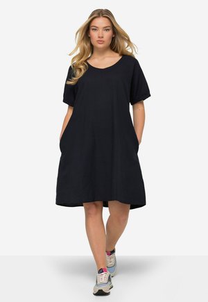 LAURASØN RUNDHALS ELASTISCHE HALBARM-ABSCHLÜSSE - Jurk - navy blue