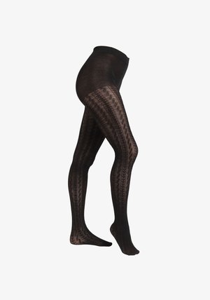 s.Oliver ORIGINALS CABLE STITCH - Strømpebukser - black
