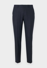 Námořnické kalhoty na míru s texturovaným povrchem, slim fit, plochým předním dílem, bočními kapsami a hladkým pasem. Vhodné pro formální nošení.