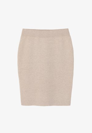 Kelio ilgio smėlio spalvos sijonas, pagamintas iš minkštos medžiagos, turi prigludusią juosmenį. Lygus paviršius ir paprastas dizainas, sukurtas siekiant suteikti elegantišką išvaizdą.