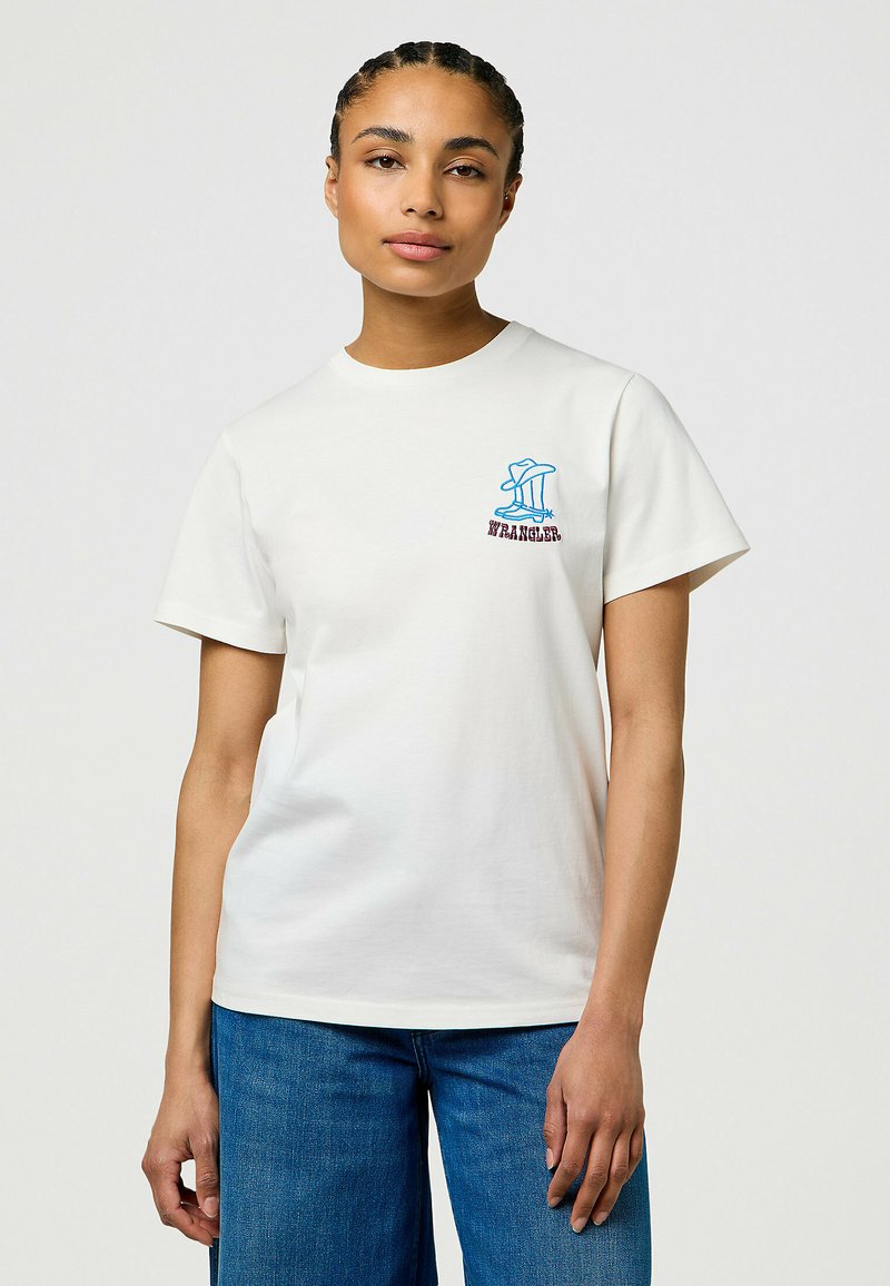 Wrangler SHORT SLEEVE GRAPHIC - REGULAR FIT - T-shirt print - worn white