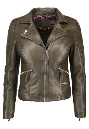 Mustang MIT HEMDKRAGEN - Leren jas - olive