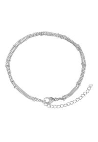 Bracciale in argento con più filamenti collegati, una chiusura a morsetto e una lunghezza della catena regolabile con anelli ovali.
