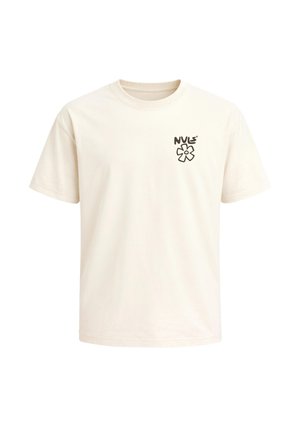 Neverless, HERREN T-SHIRT - DESIGN MINIMAL BLOSSOM - OVERSIZED RELAXED FIT - T-Shirt print - hell-beige