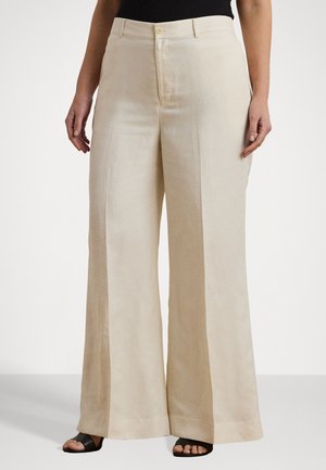 LINEN BLEND TWILL WIDE LEG PANT - Pantalon classique - mascarpone cream